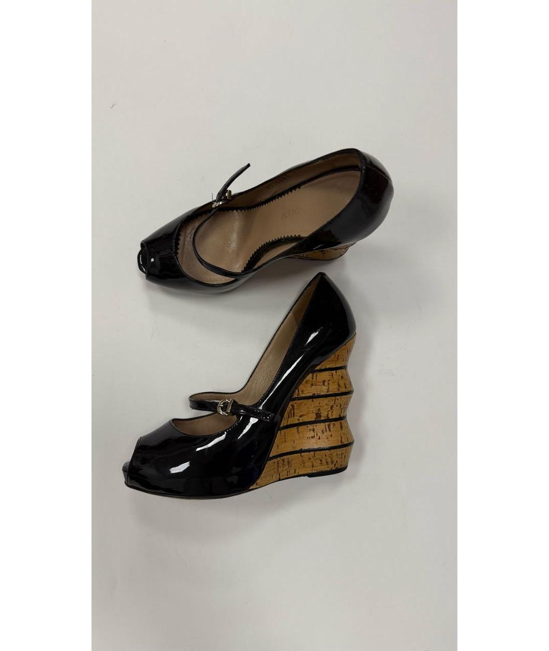 GIORGIO ARMANI Черные босоножки из лакированной кожи, фото 5