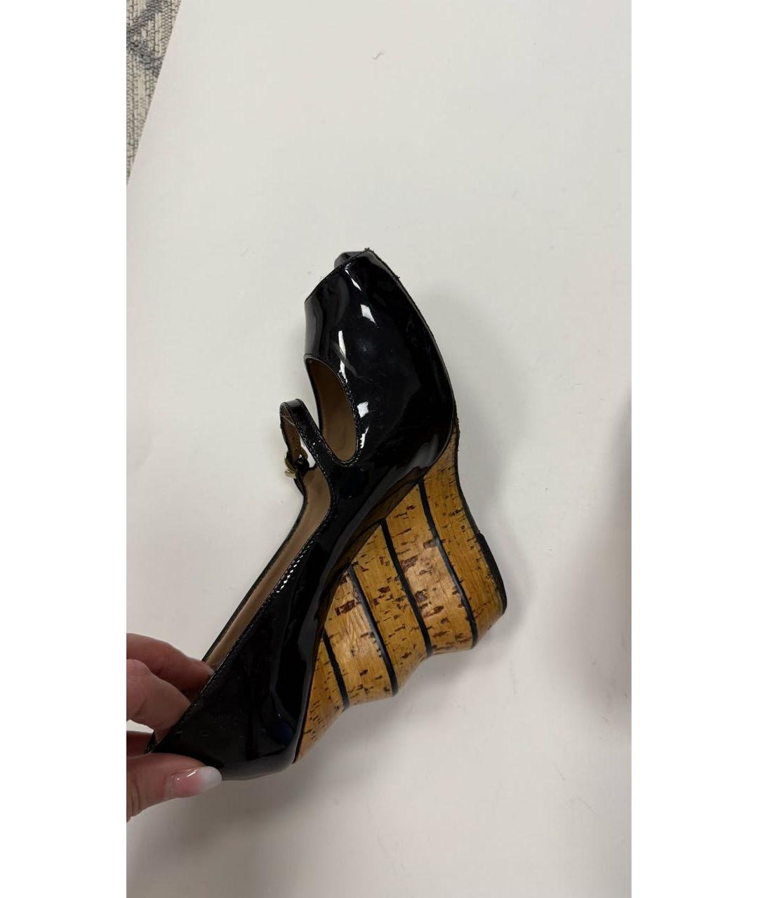 GIORGIO ARMANI Черные босоножки из лакированной кожи, фото 4
