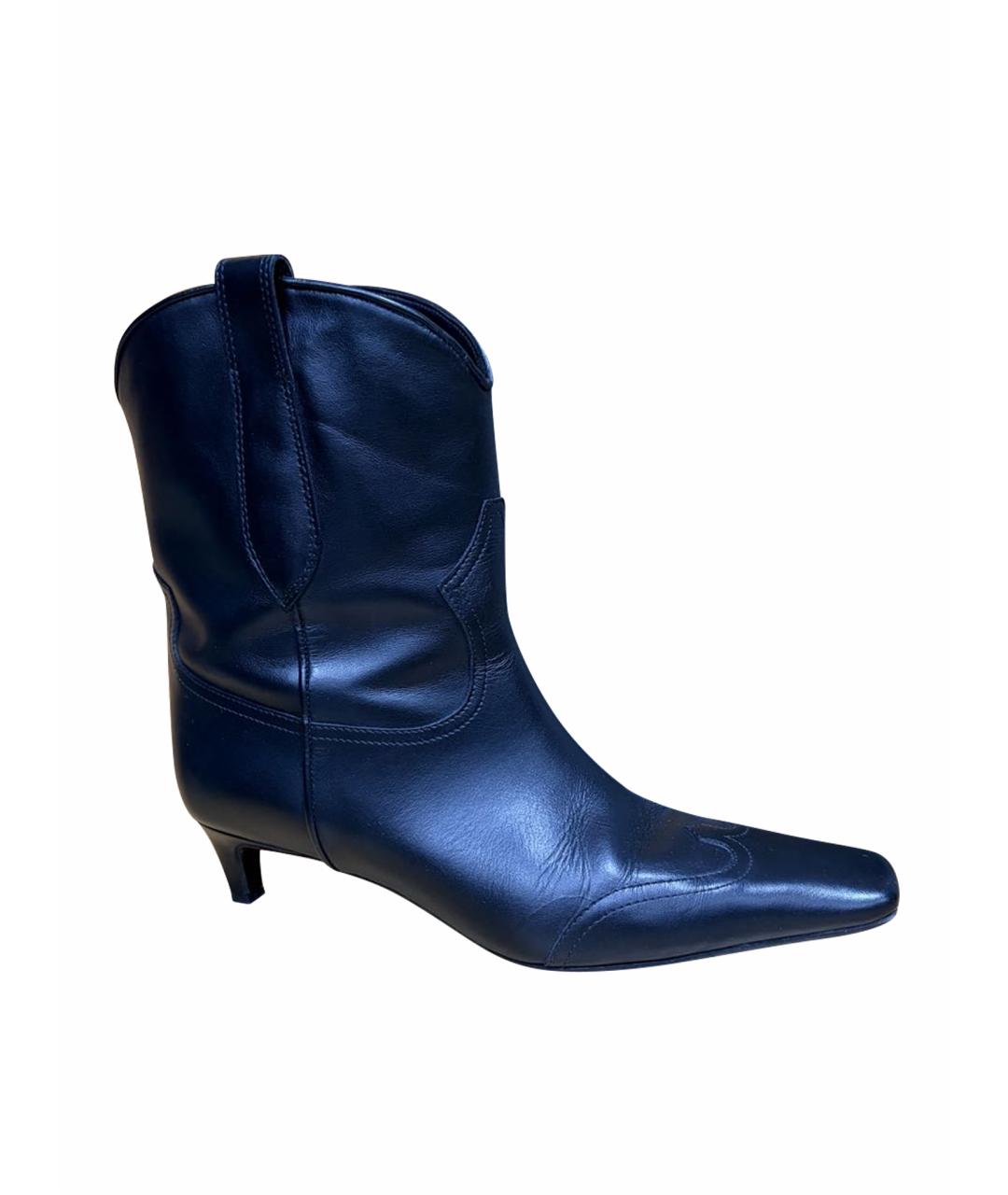 ERIKA CAVALLINI Черные кожаные ботильоны, фото 1