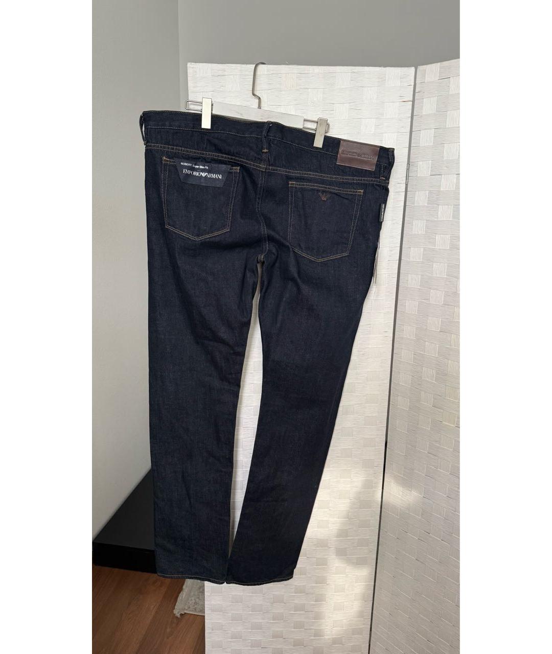 EMPORIO ARMANI Темно-синие хлопковые прямые джинсы, фото 2