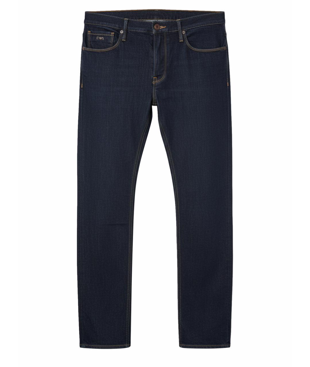 EMPORIO ARMANI Темно-синие хлопковые прямые джинсы, фото 1