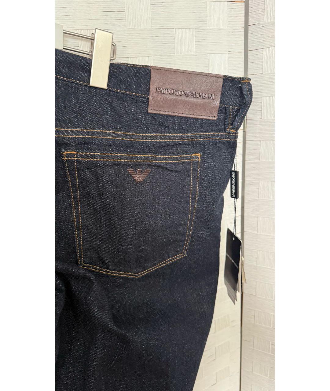 EMPORIO ARMANI Темно-синие хлопковые прямые джинсы, фото 3