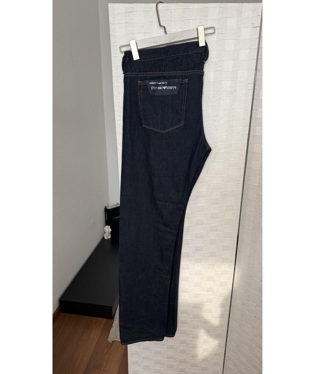 EMPORIO ARMANI Темно-синие хлопковые прямые джинсы, фото 6
