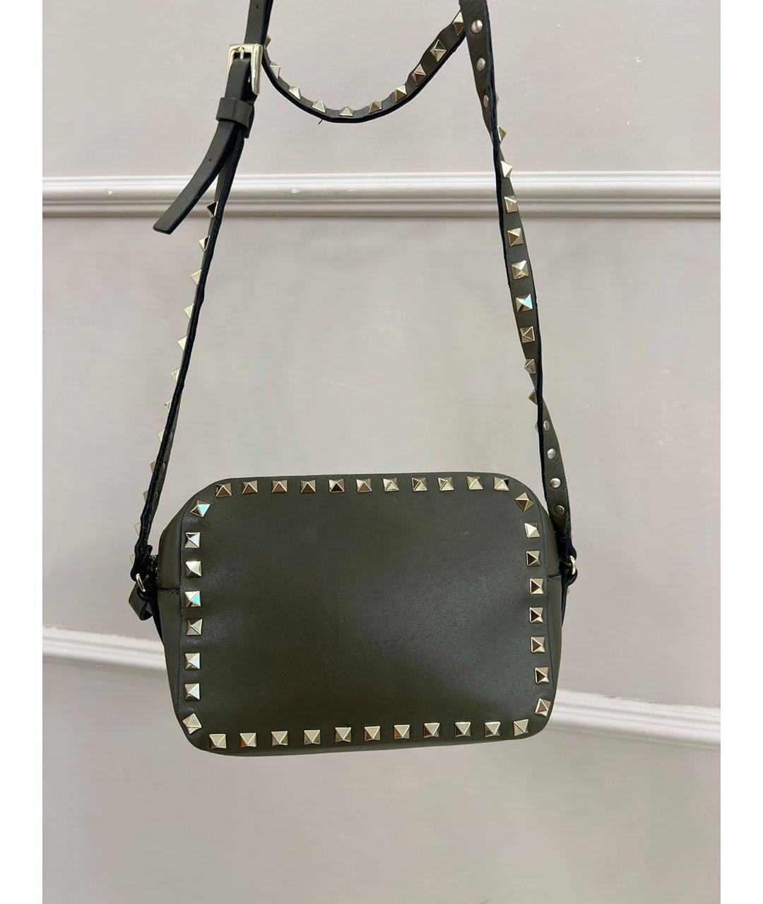 VALENTINO Хаки кожаная сумка через плечо, фото 2