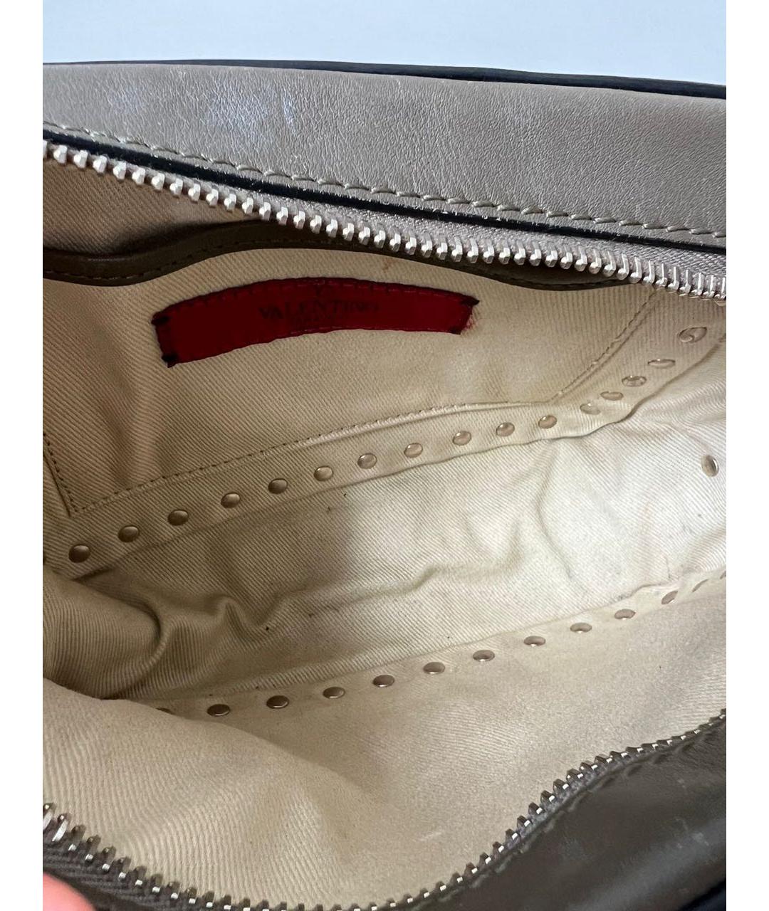 VALENTINO Хаки кожаная сумка через плечо, фото 5