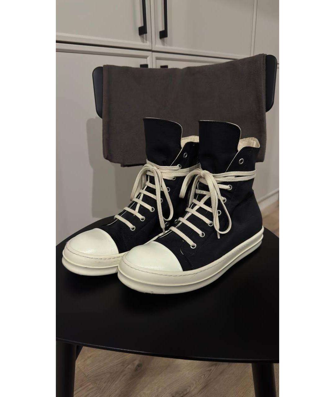 RICK OWENS DRKSHDW Черные текстильные высокие кроссовки / кеды, фото 6