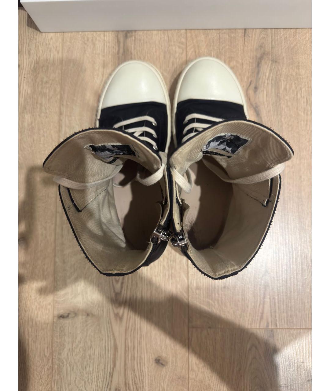 RICK OWENS DRKSHDW Черные текстильные высокие кроссовки / кеды, фото 3