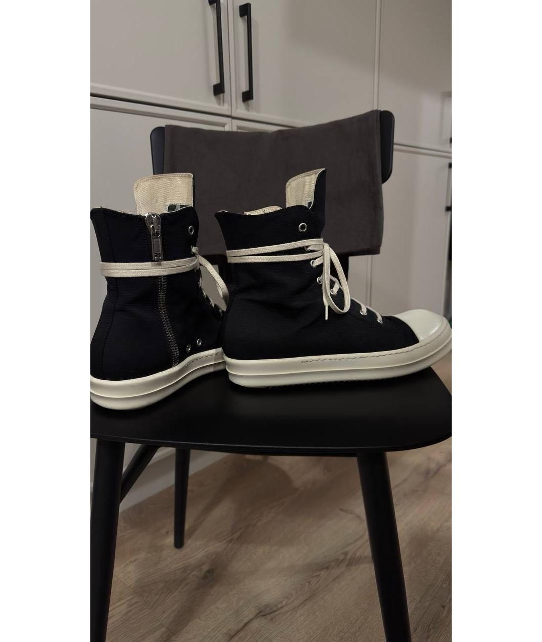 RICK OWENS DRKSHDW Черные текстильные высокие кроссовки / кеды, фото 5