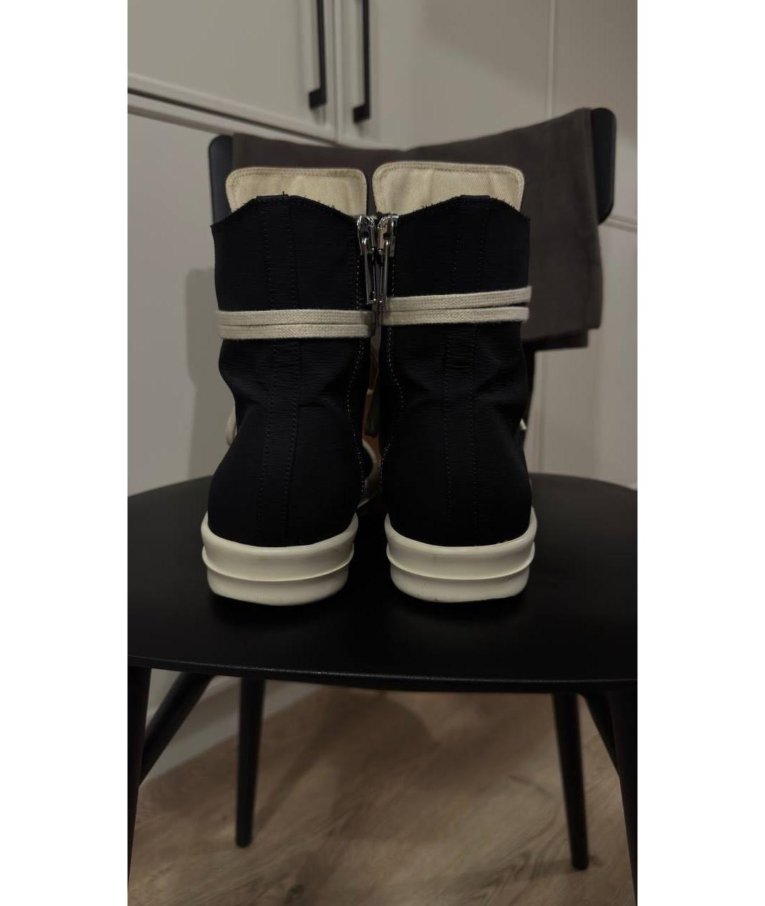 RICK OWENS DRKSHDW Черные текстильные высокие кроссовки / кеды, фото 8