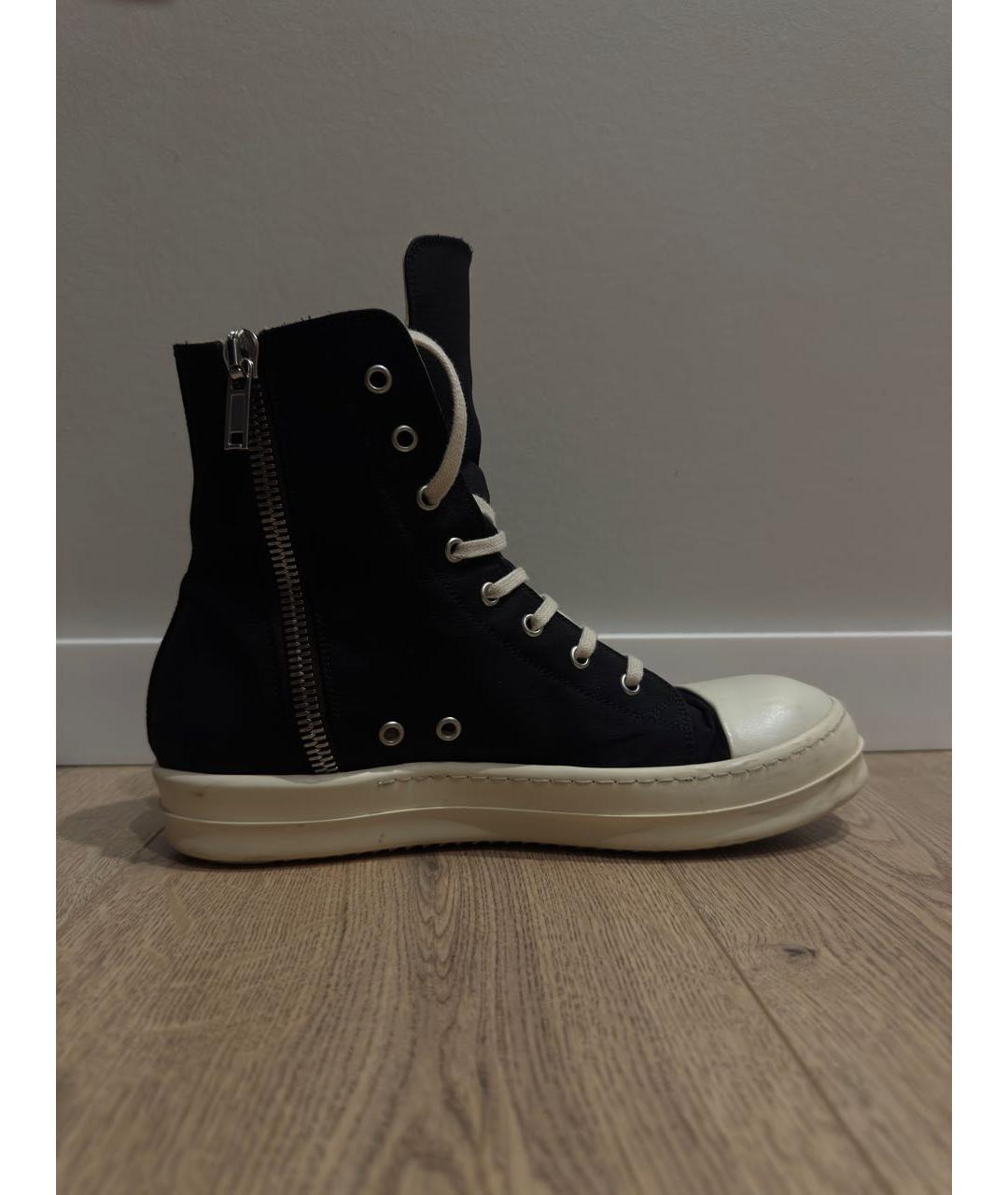 RICK OWENS DRKSHDW Черные текстильные высокие кроссовки / кеды, фото 9