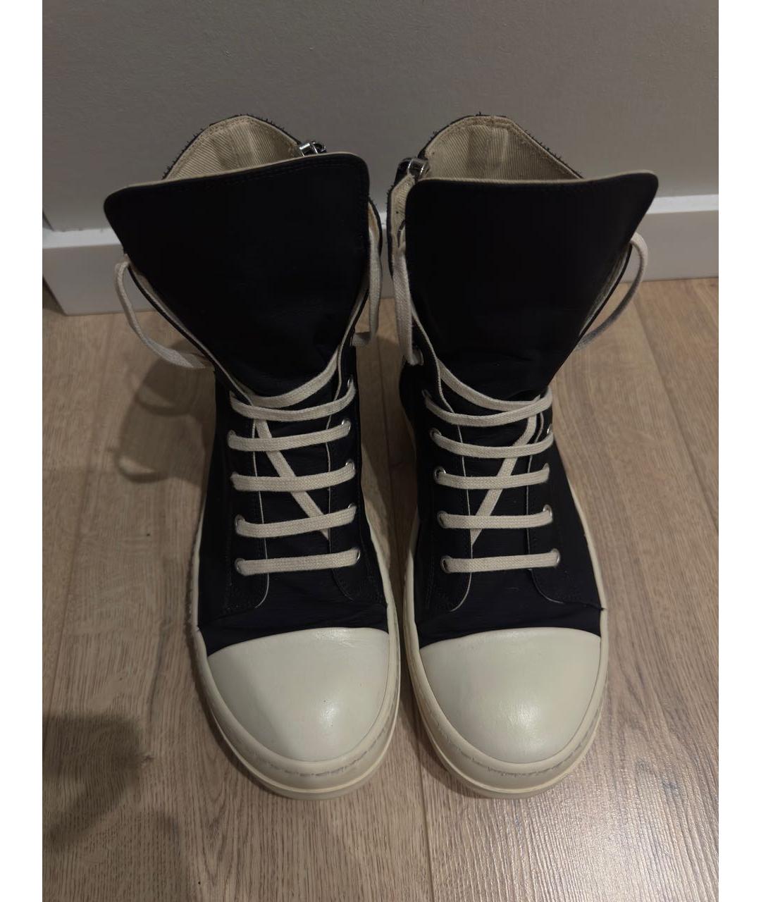 RICK OWENS DRKSHDW Черные текстильные высокие кроссовки / кеды, фото 2