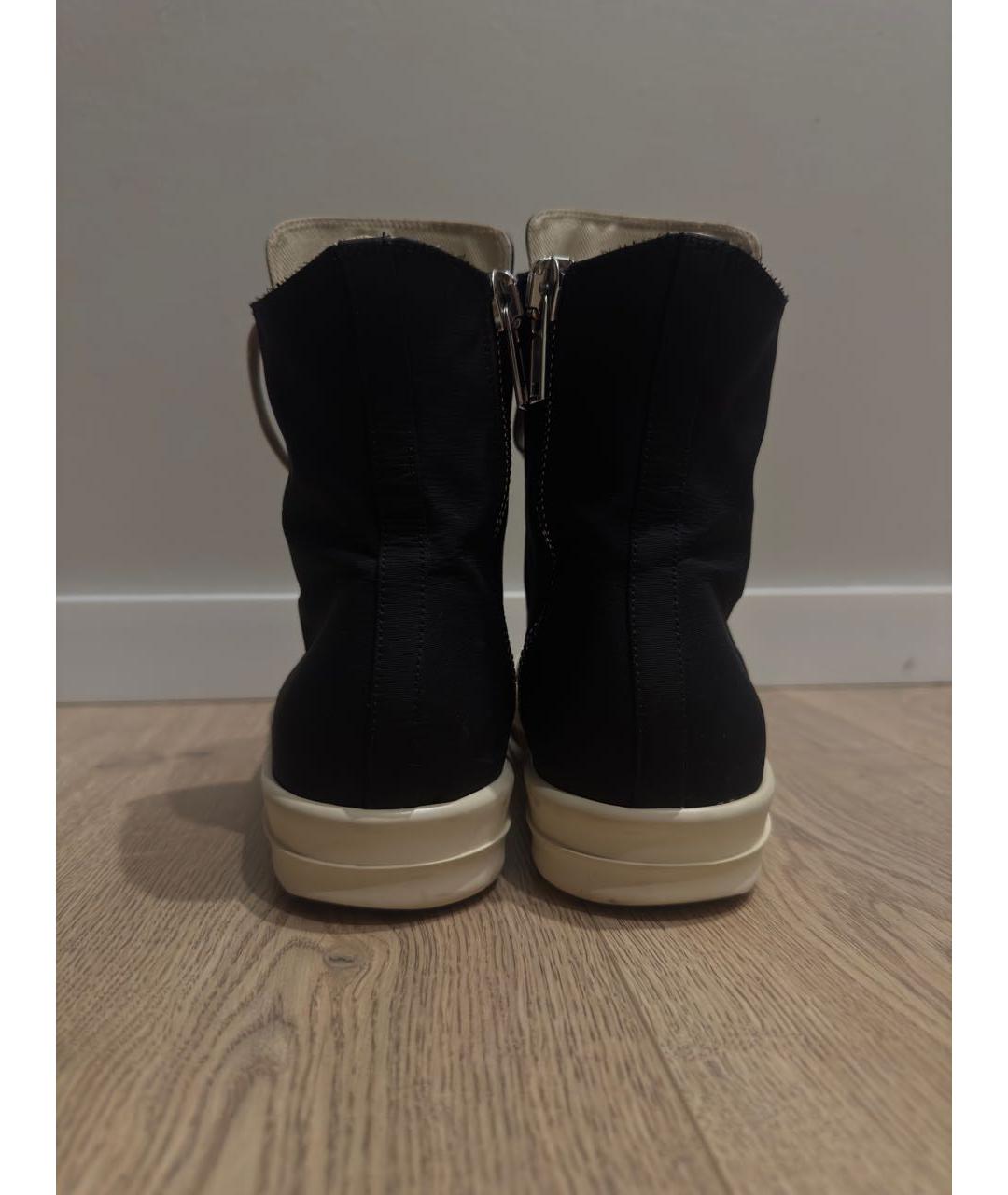 RICK OWENS DRKSHDW Черные текстильные высокие кроссовки / кеды, фото 4