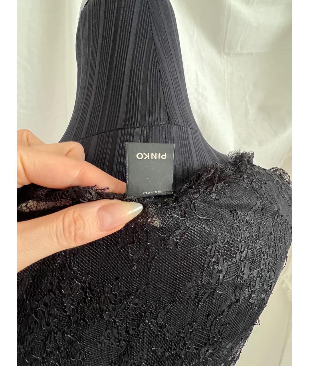 PINKO Черное вискозное коктейльное платье, фото 3