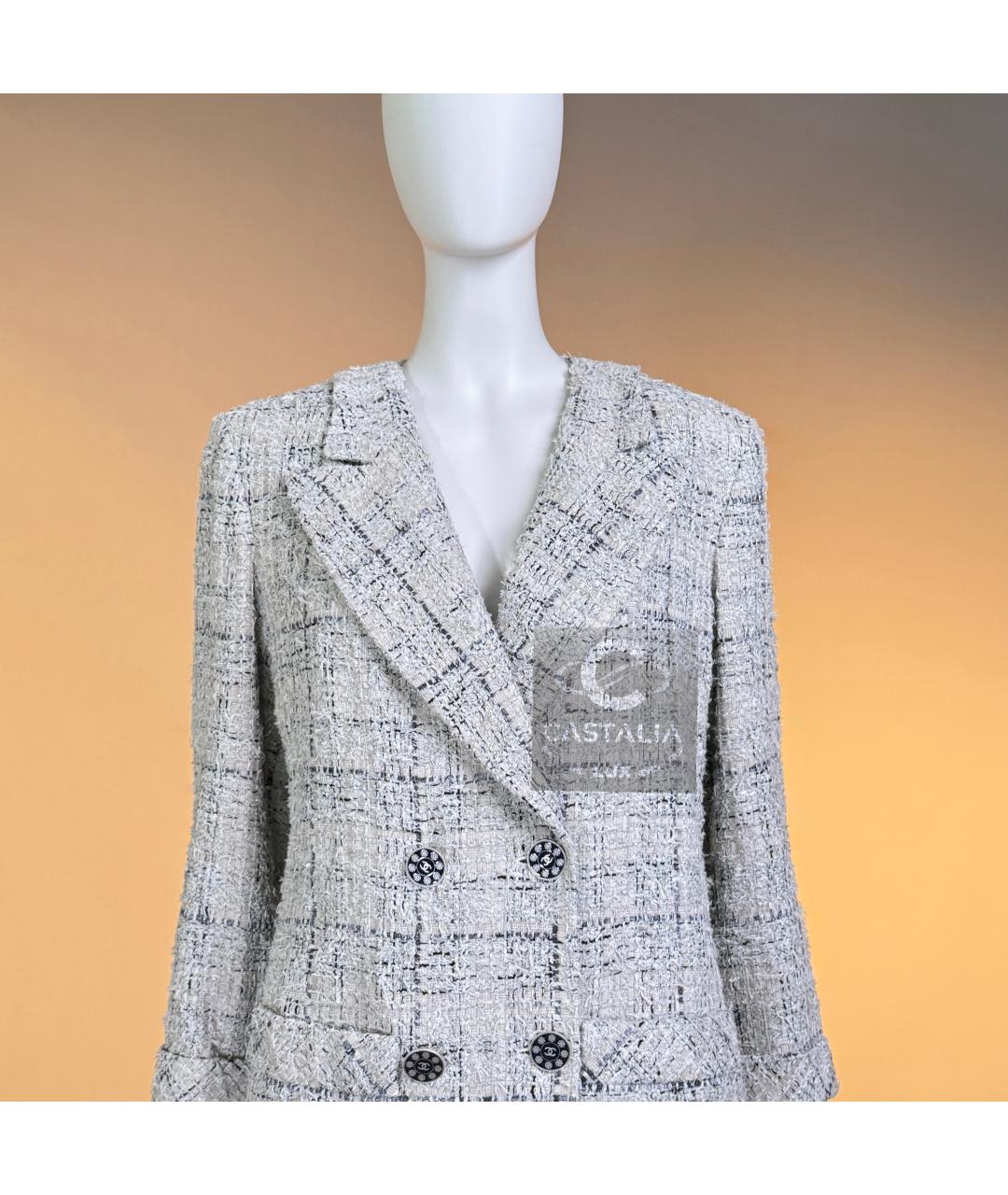 CHANEL Бежевый твидовый жакет/пиджак, фото 4