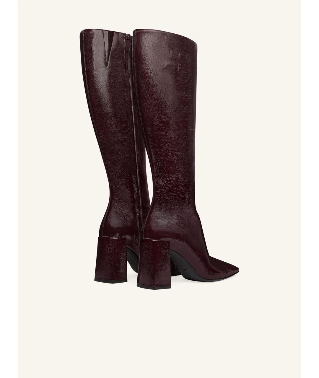 COURREGES Бордовые сапоги из лакированной кожи, фото 2