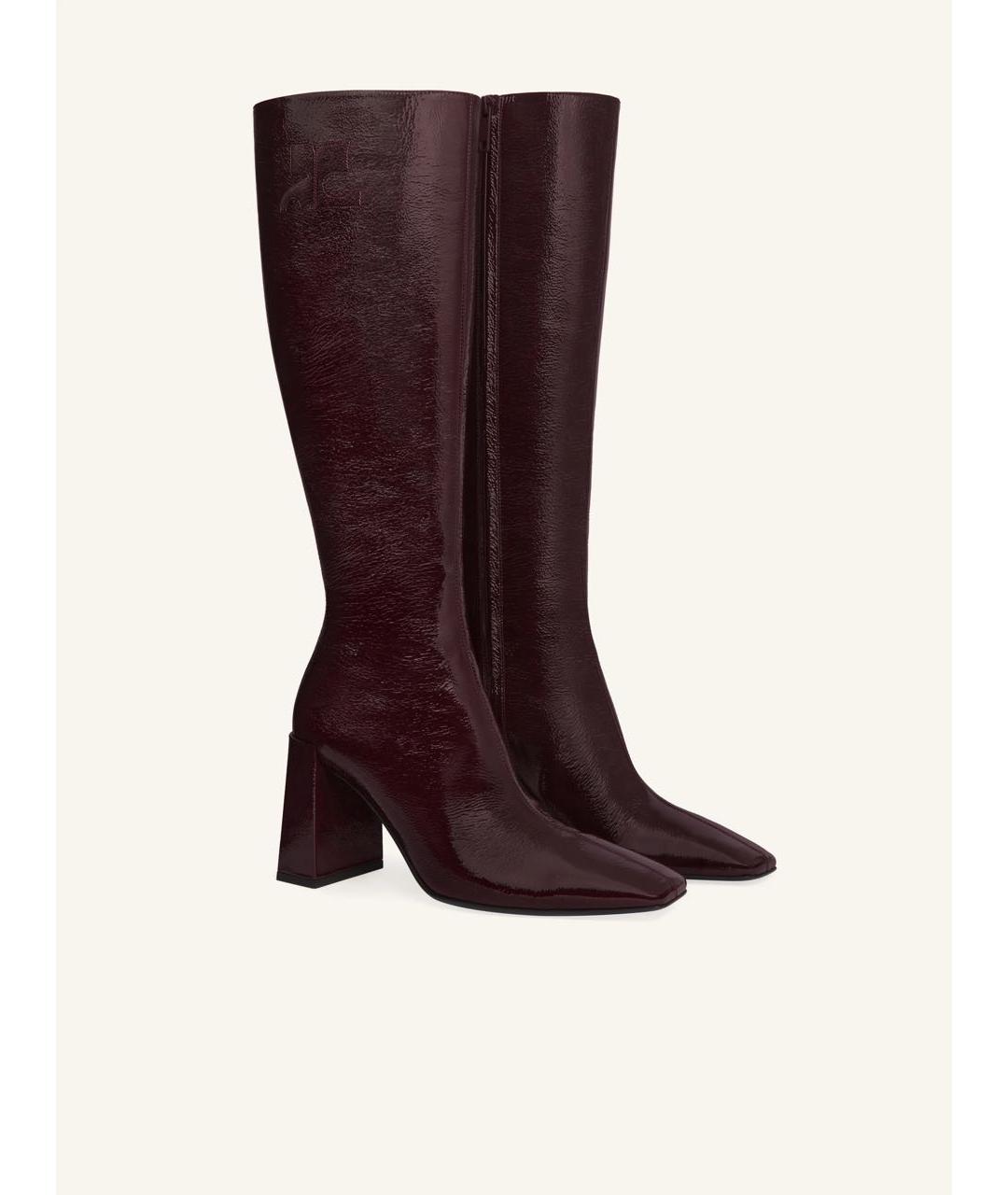 COURREGES Бордовые сапоги из лакированной кожи, фото 4