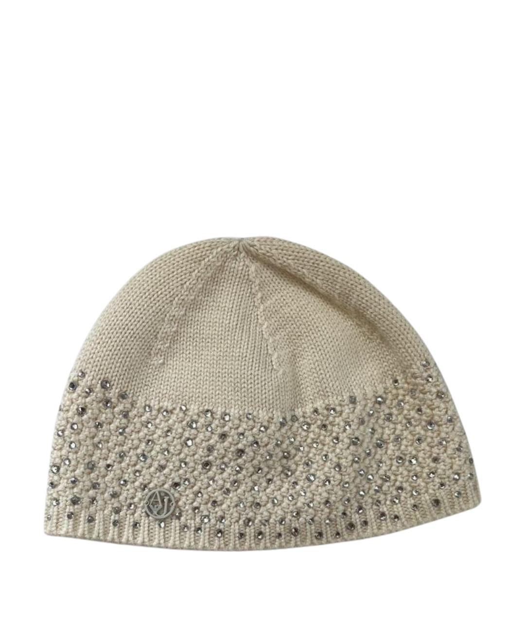 ARMANI JEANS Бежевая шерстяная шапка, фото 1