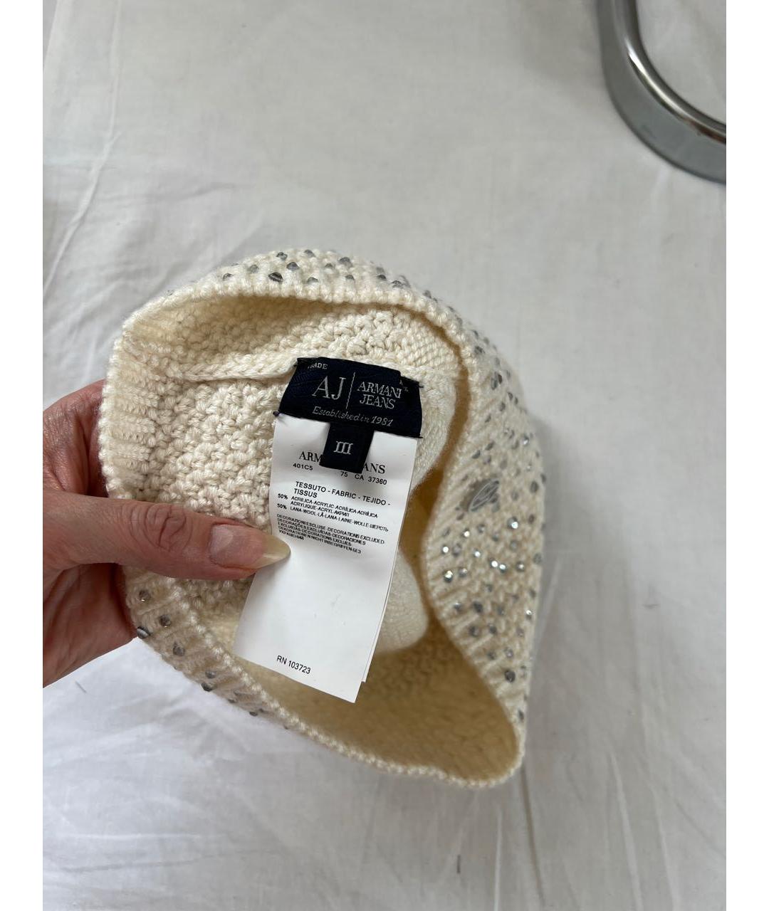 ARMANI JEANS Бежевая шерстяная шапка, фото 5