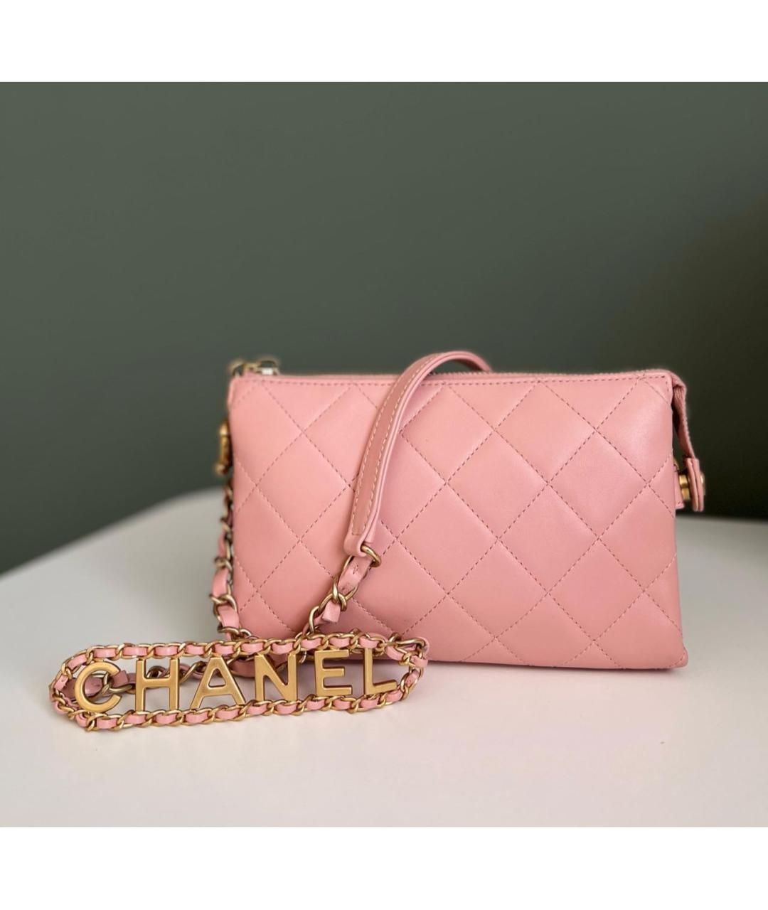 CHANEL Розовая кожаная поясная сумка, фото 3