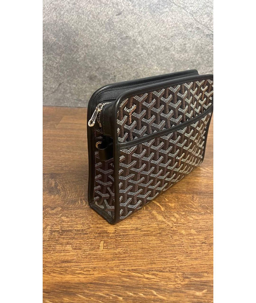 GOYARD Серая кожаная барсетка, фото 2