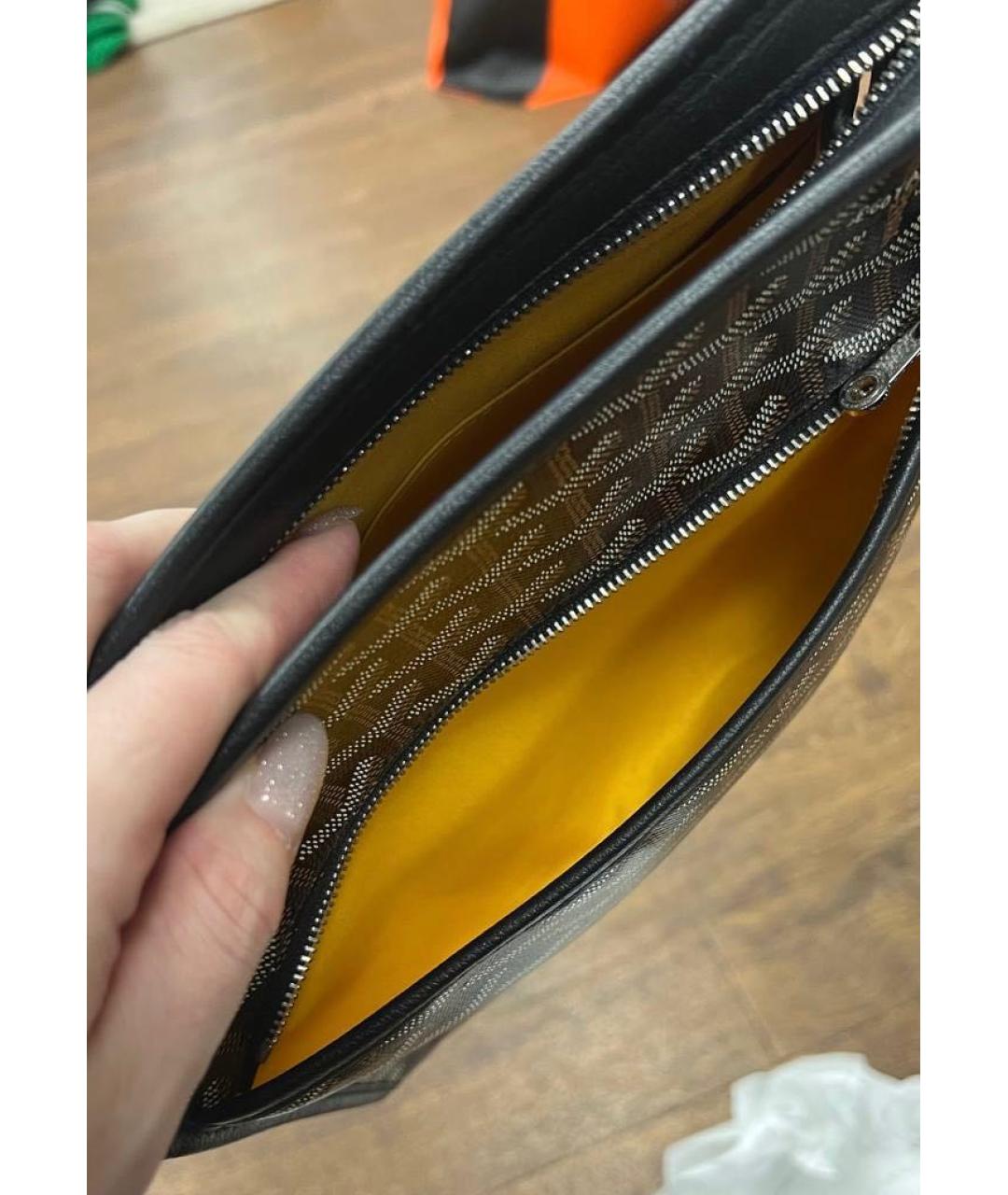 GOYARD Серая кожаная барсетка, фото 4