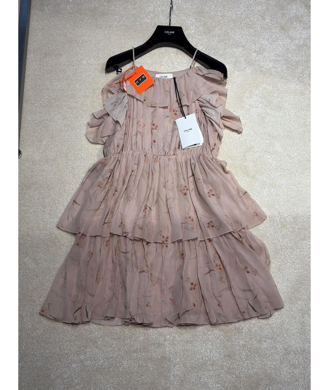 CELINE Розовый шелковый сарафан, фото 2