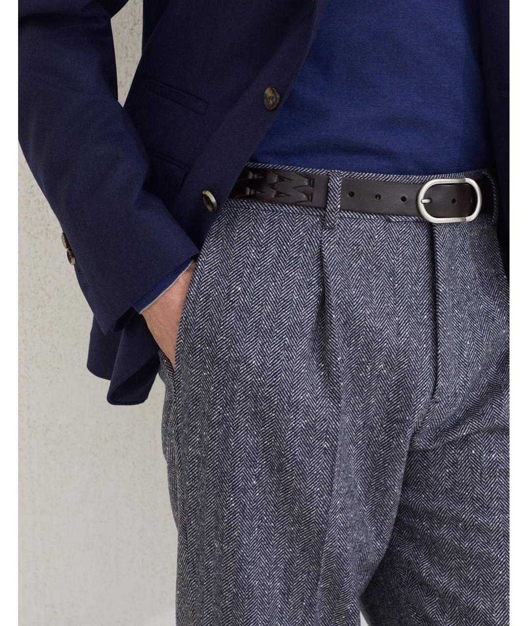 BRUNELLO CUCINELLI Серые шерстяные классические брюки, фото 3