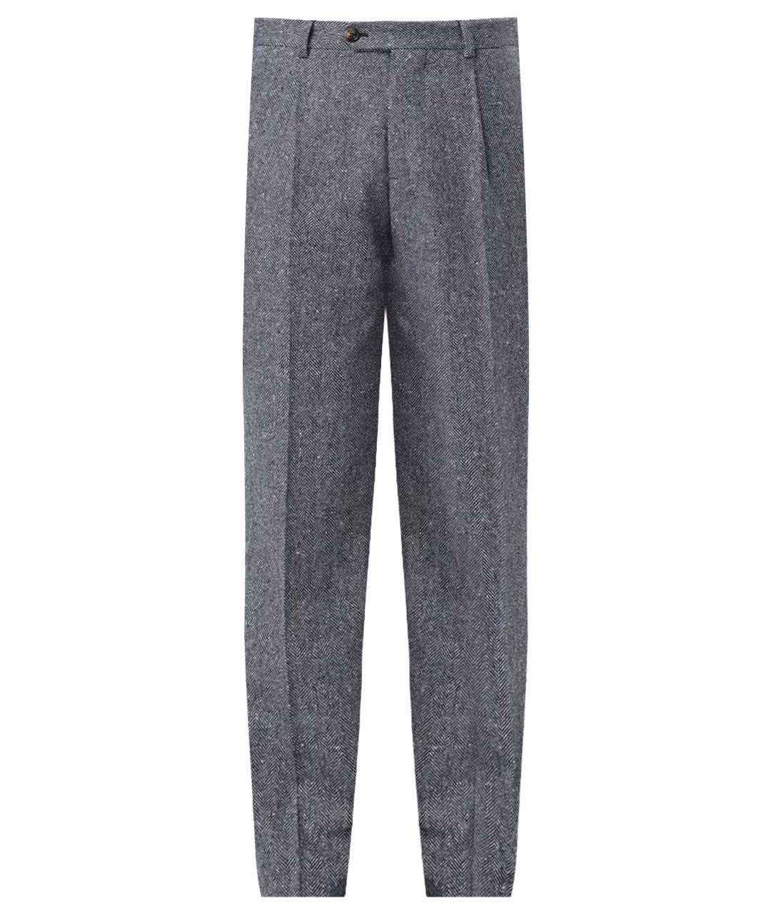 BRUNELLO CUCINELLI Серые шерстяные классические брюки, фото 1