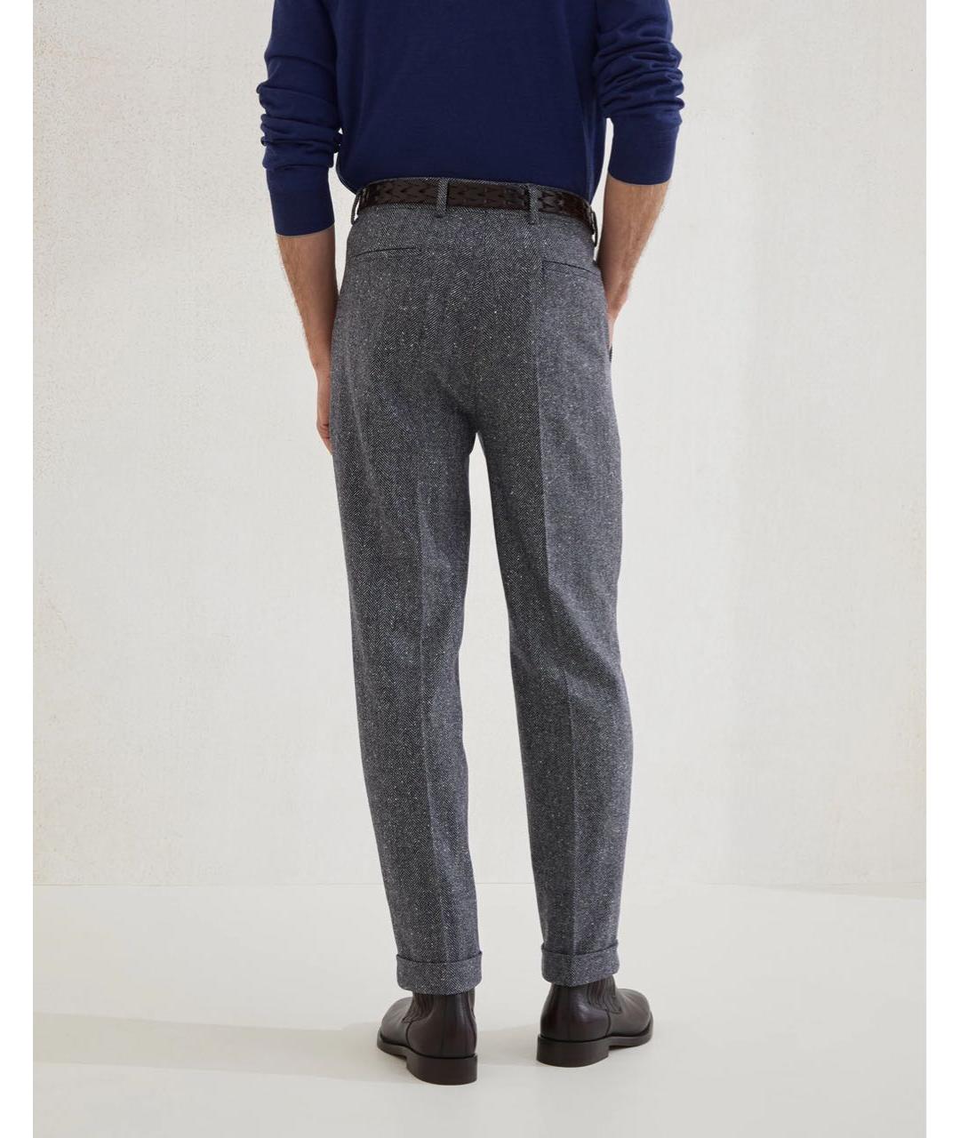 BRUNELLO CUCINELLI Серые шерстяные классические брюки, фото 2