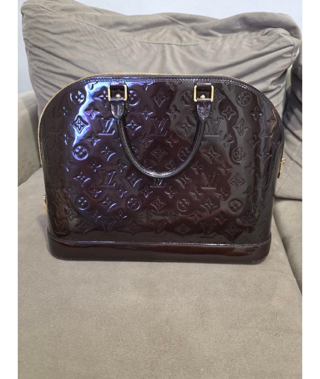 LOUIS VUITTON Бордовая сумка тоут из лакированной кожи, фото 7