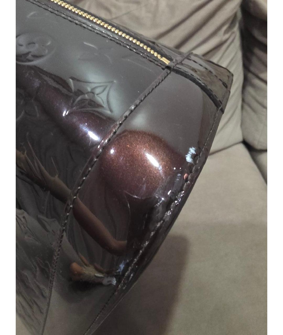 LOUIS VUITTON Бордовая сумка тоут из лакированной кожи, фото 4