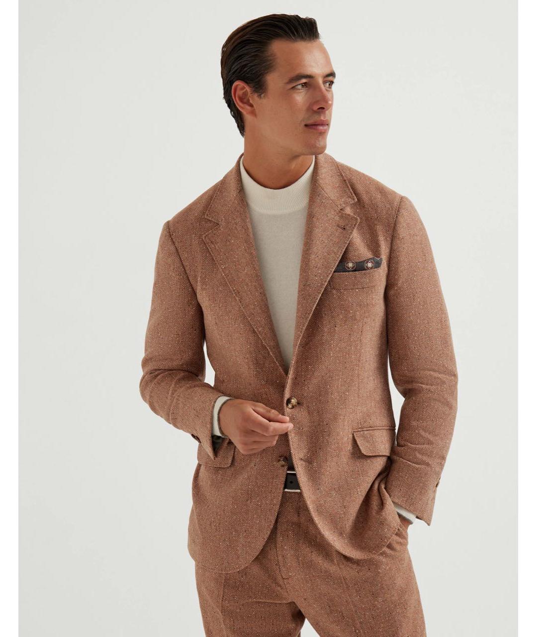 BRUNELLO CUCINELLI Коричневый шерстяной пиджак, фото 4