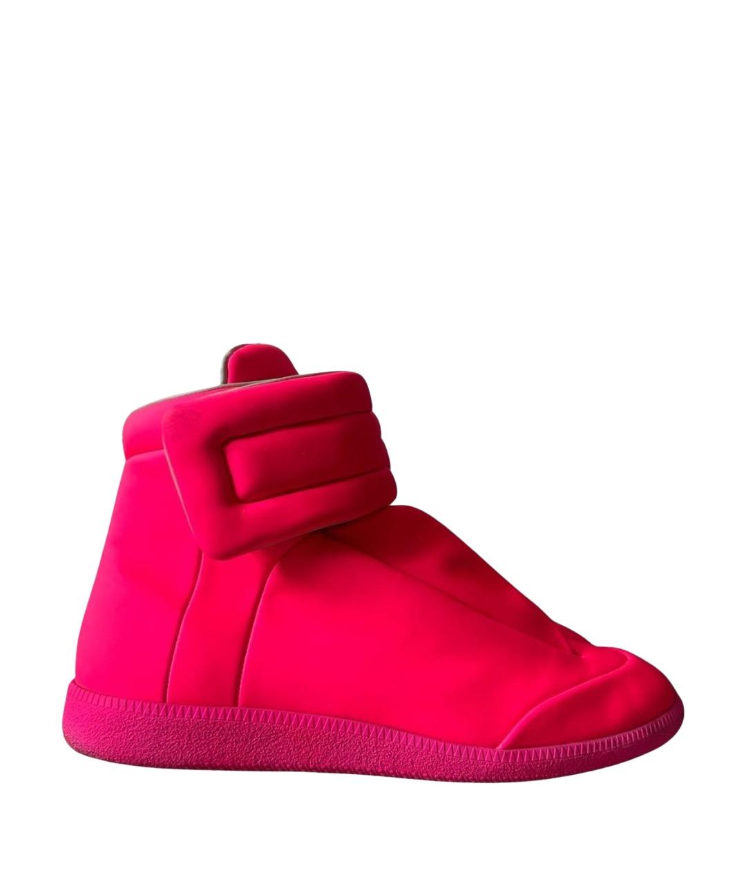 MAISON MARGIELA Розовые кожаные высокие кроссовки / кеды, фото 1