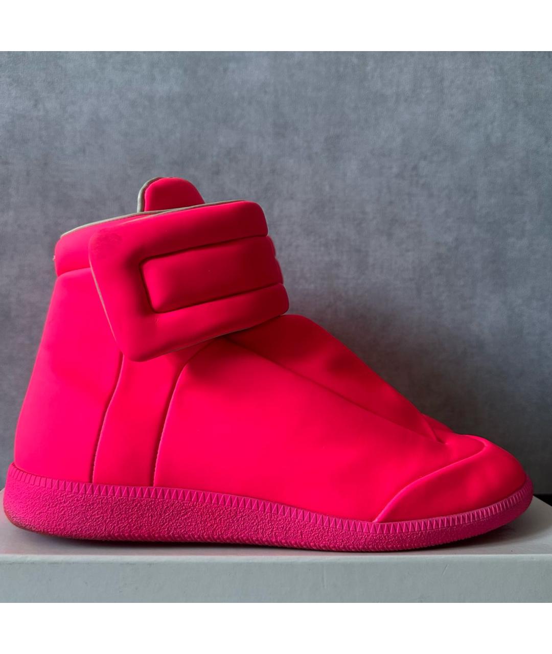 MAISON MARGIELA Розовые кожаные высокие кроссовки / кеды, фото 9