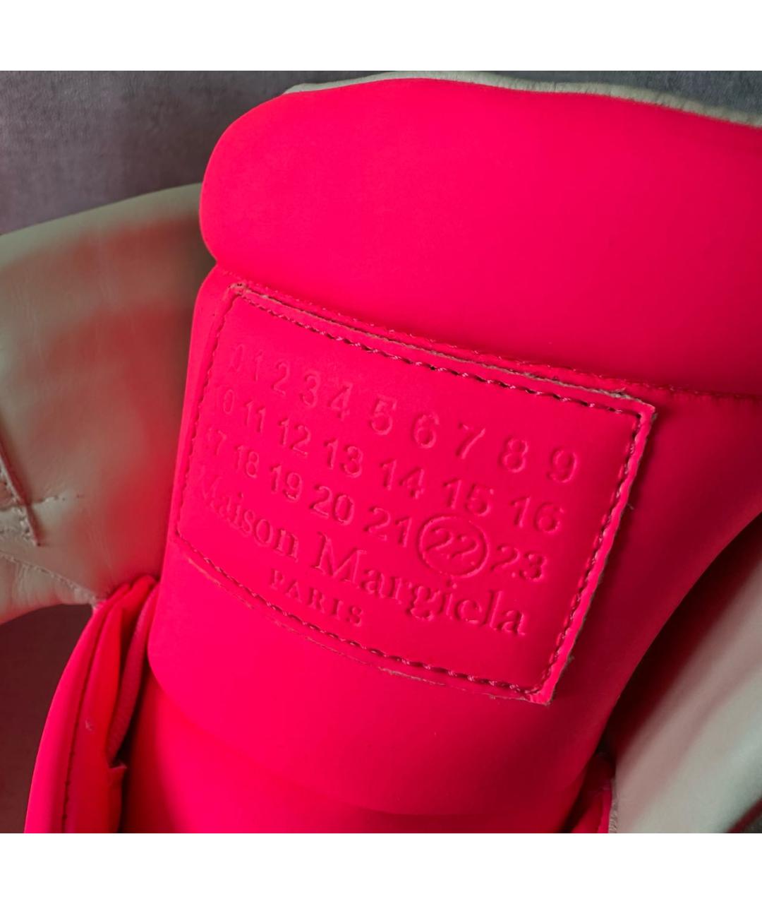 MAISON MARGIELA Розовые кожаные высокие кроссовки / кеды, фото 6