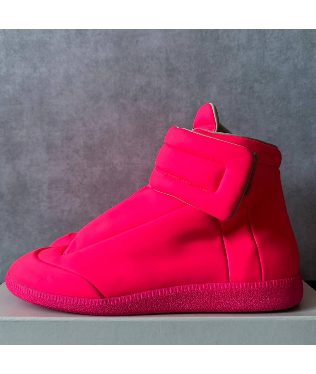 MAISON MARGIELA Розовые кожаные высокие кроссовки / кеды, фото 3