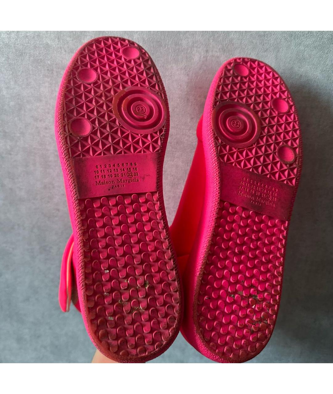 MAISON MARGIELA Розовые кожаные высокие кроссовки / кеды, фото 5