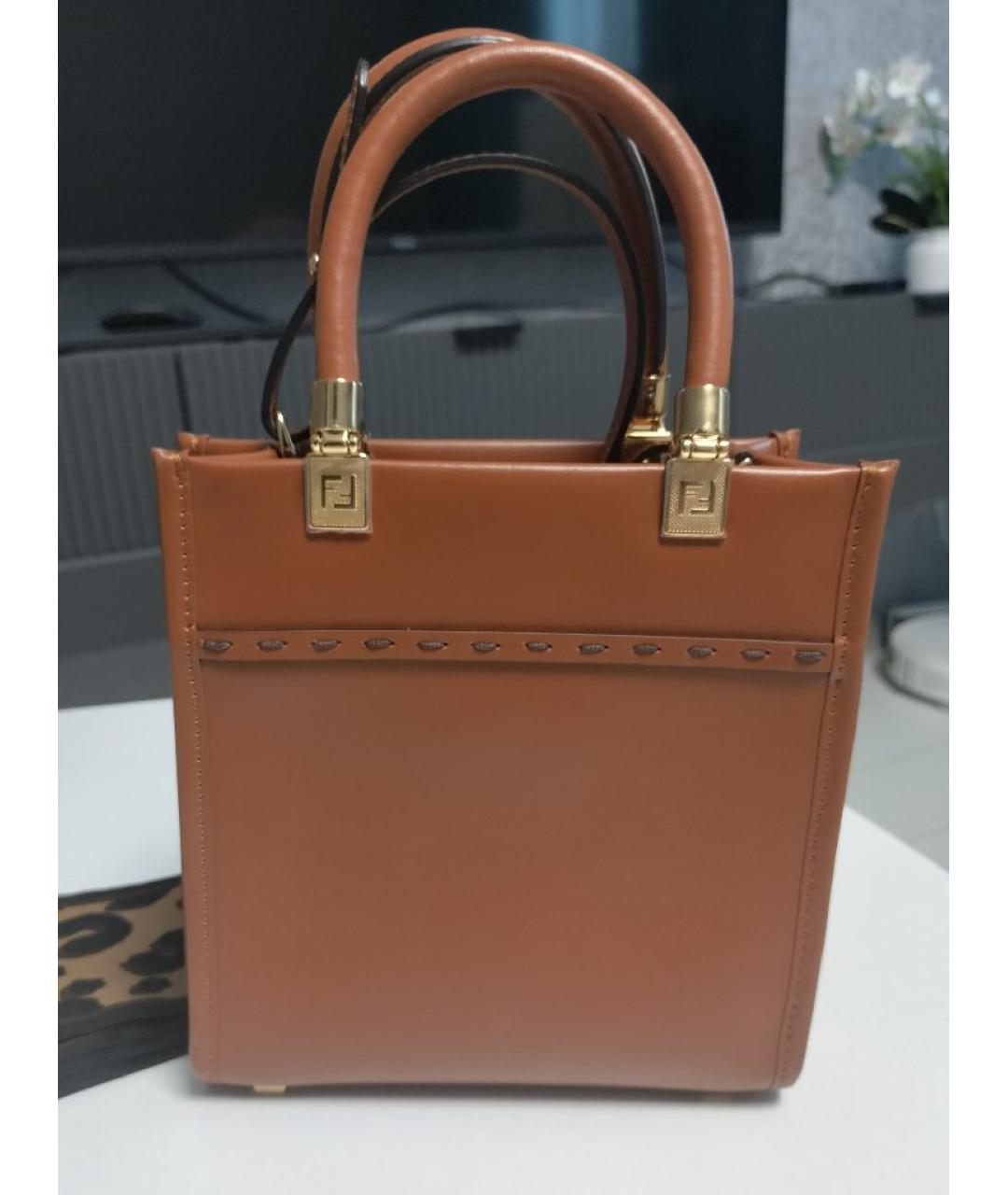 FENDI Оранжевая кожаная сумка тоут, фото 3