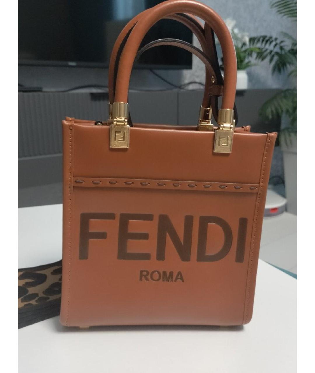 FENDI Оранжевая кожаная сумка тоут, фото 9