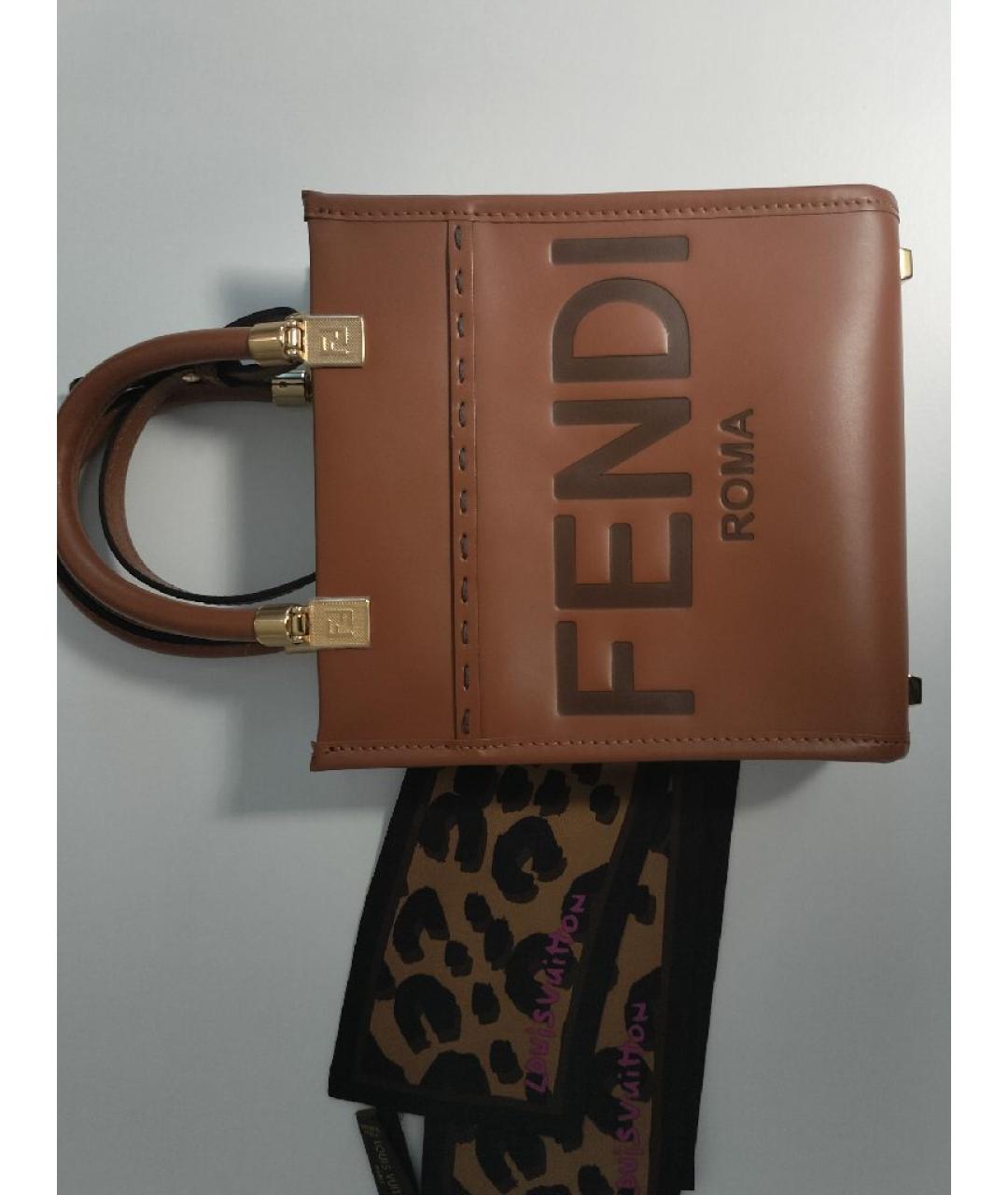 FENDI Оранжевая кожаная сумка тоут, фото 2