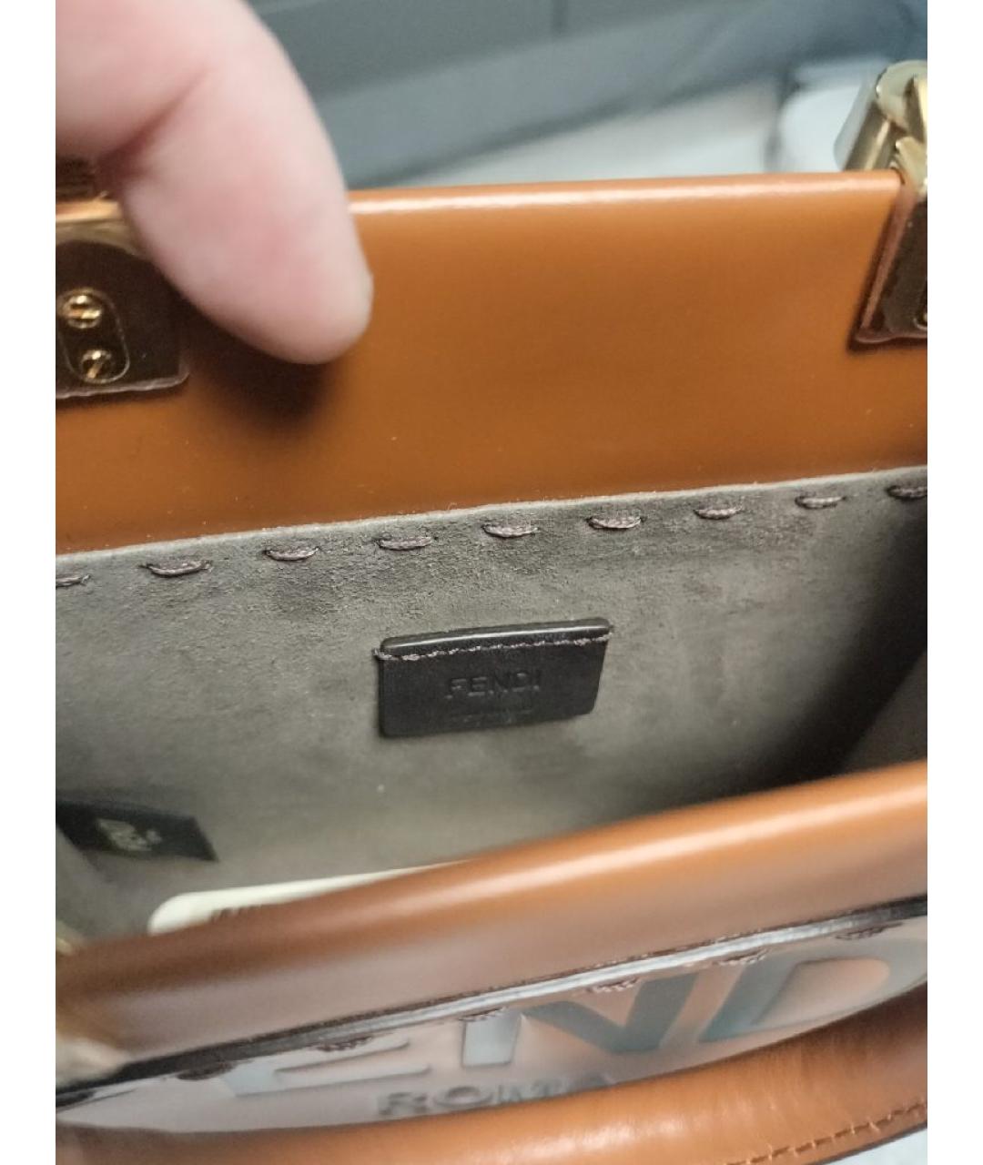 FENDI Оранжевая кожаная сумка тоут, фото 4