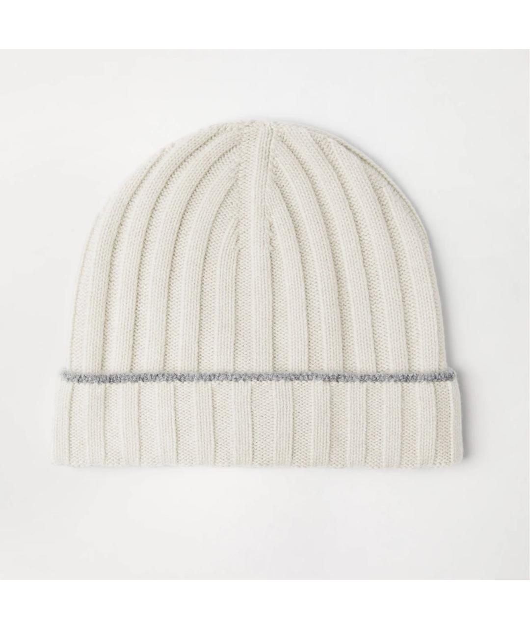 BRUNELLO CUCINELLI Белая кашемировая шапка, фото 3