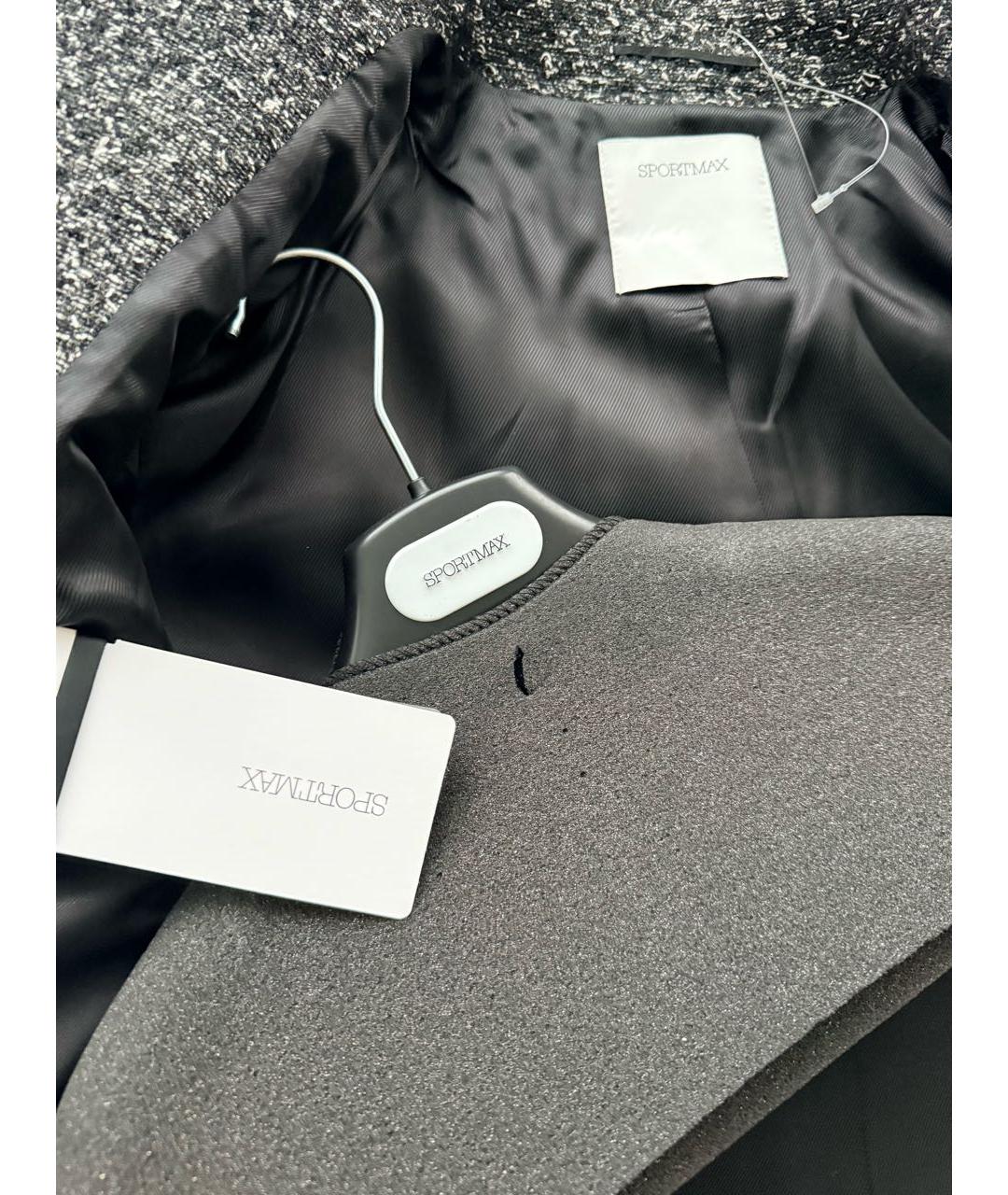 SPORTMAX Серое шерстяное пальто, фото 4