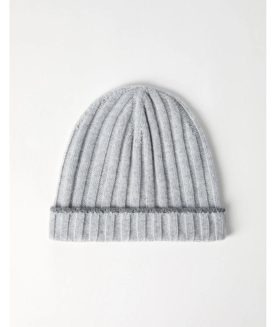 BRUNELLO CUCINELLI Серая кашемировая шапка, фото 3