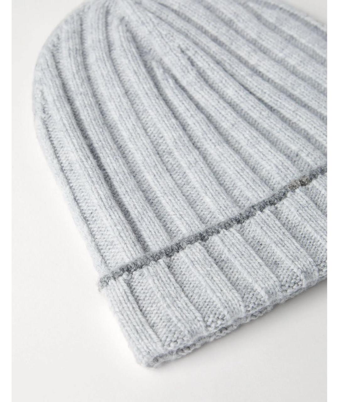 BRUNELLO CUCINELLI Серая кашемировая шапка, фото 2