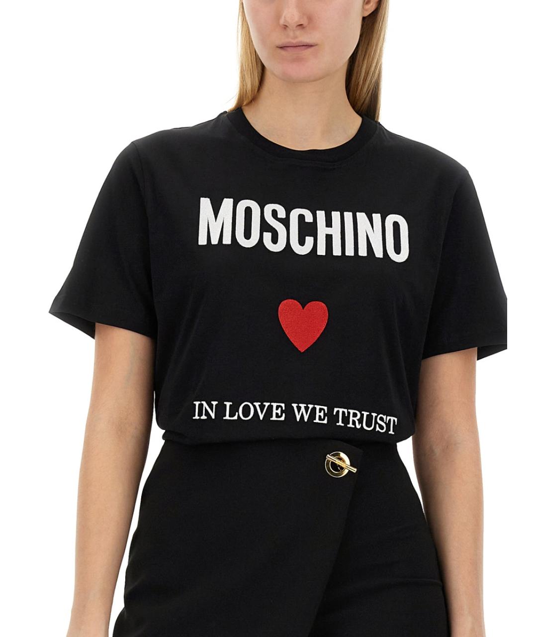 MOSCHINO Черная хлопковая футболка, фото 5