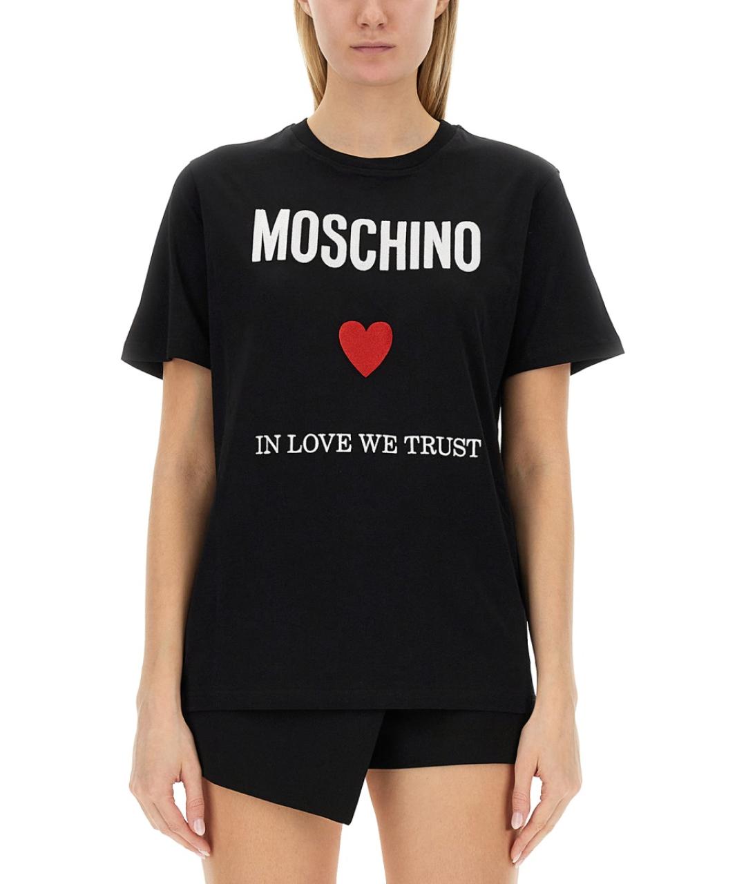 MOSCHINO Черная хлопковая футболка, фото 2