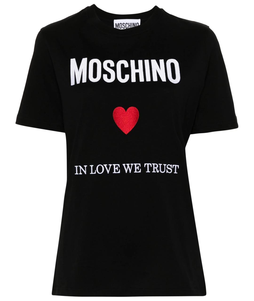 MOSCHINO Черная хлопковая футболка, фото 1