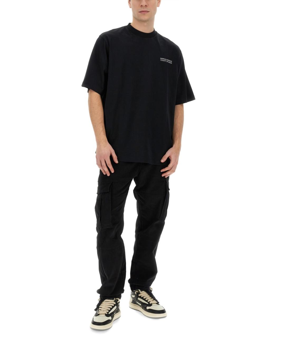 MARCELO BURLON Черные хлопковые повседневные брюки, фото 2