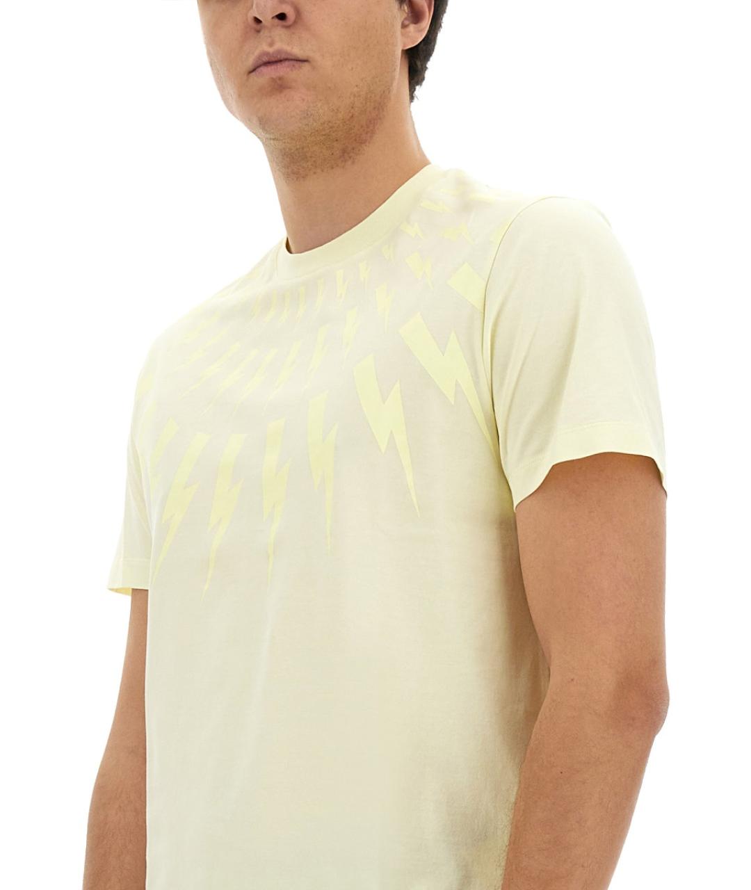 NEIL BARRETT Бежевая хлопковая футболка, фото 4